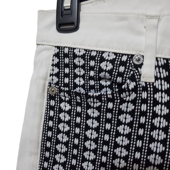 NWT 7 For All Mankind Pieced Jacquard Skinny Jeans White Stripe Geo Size 25 - Picture 3 of 10